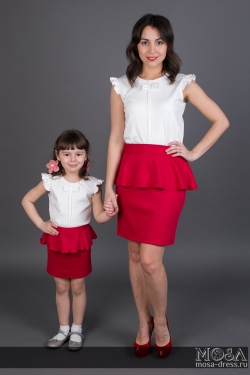 Комплект блузок Family Look для мамы и дочки "Бантик" М-217