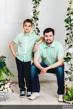 Одинаковые рубашки для папы и сына "Аквамарин" М-2030