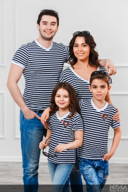 Комплект футболок  в стиле family Look для всей семьи "Матроски" М-287