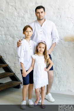 Комплект в стиле family look рубашки для папы и сына "Рустик" М-2191