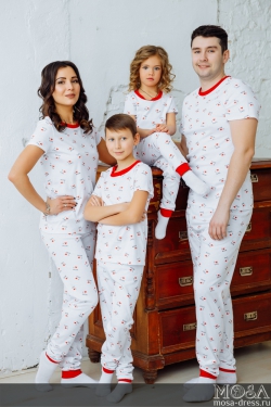 Комплект пижам в стиле family look "Love" М-2169