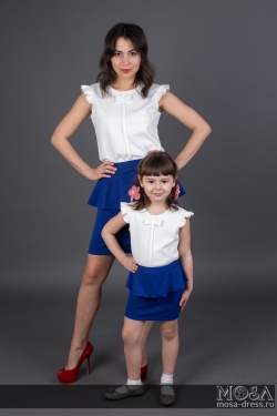 Комплект Family Look юбка с баской М-216 для мамы и дочки