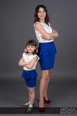 Комплект Family Look юбка с баской М-216 для мамы и дочки