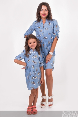 Комплект платьев мама и дочка "Микки" М-247