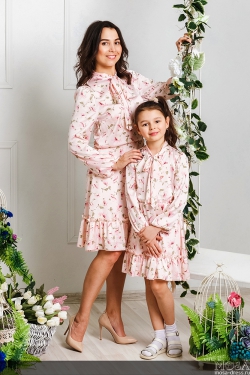 Комплект одинаковых платьев для мамы и дочки "Нежность"  М-2032