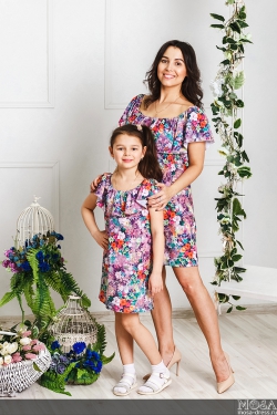 Комплект платьев мама и дочка "Волан" М-282