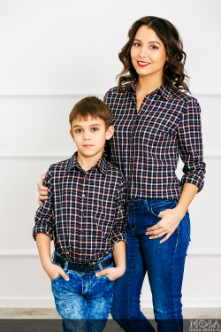 Комплект рубашек Family Look для мамы, папы и сына "Техас" М-280