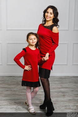 Комплект платьев для мамы и дочки "Двойка" М-2019