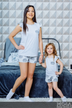 Комплект пижам для мамы и дочки в стиле family look "Милашка" М-2124