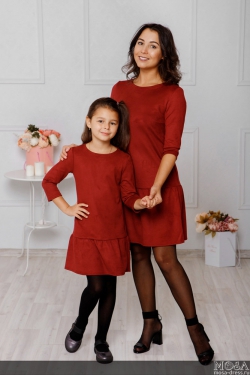Комплект платьев мама+дочка "Замша" М-2038