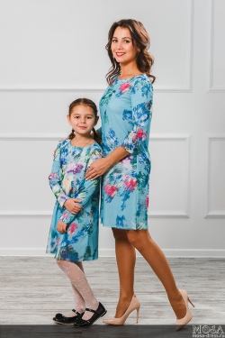 Комплект платье мама+дочка "3D" М-2005