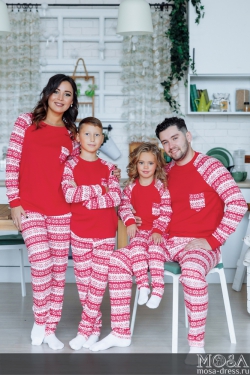 Комплект новогодних пижам в стиле family look "Сканди" М-2109