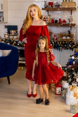 Комплект нарядных платьев в одном стиле для мамы и дочки "Изабелла" М-2205