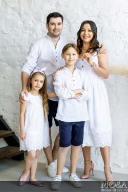 Комплект в стиле family look рубашки для папы и сына "Рустик" М-2191
