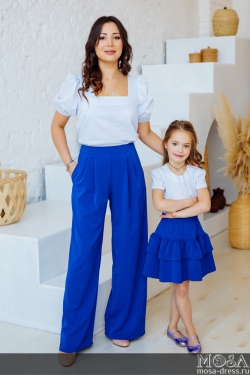 Комплект в стиле Family Look брюки для мамы и юбка для дочки “Палаццо” М-2186