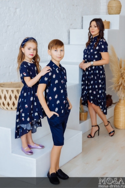 Комплект летних платьев в стиле Family Look оптом для мамы и дочки "Скарлет" М-2172