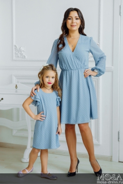 Комплект нарядных платьев для мамы и дочки "Ангелина" М-2175