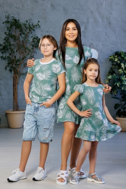 Комплект платьев family look "Тропики" М-2218