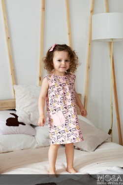 Комплект домашних платьев в стиле family Look для мамы и дочки "Единороги" М-2075