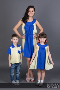 Комплект одежды Family Look для мамы дочки и сына "Полет" М-215