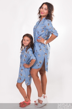 Комплект платьев мама и дочка "Микки" М-247