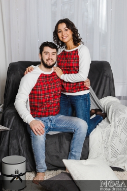 Комплект джемперов в стиле family look для всей семьи "Шотландия" М-2053