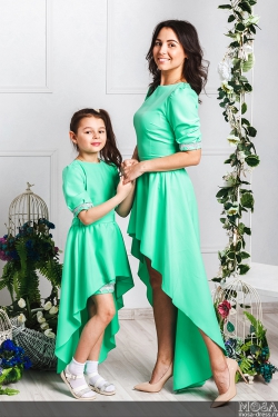 Комплект платьев со съемными юбками для мамы и дочки М-272