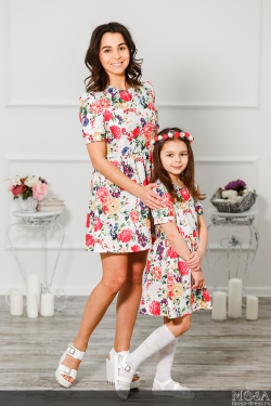 Комплект платьев для мамы и дочки "Флора" М-289