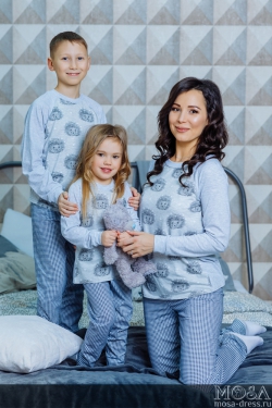 Комплект пижам в стиле family look "Ёжики" М-2117