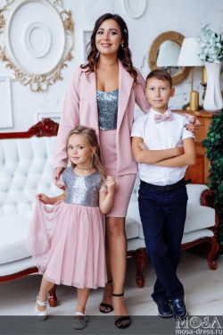 Комплект в стиле Family Look костюм для мамы и платье для дочки "Меган" М-2151