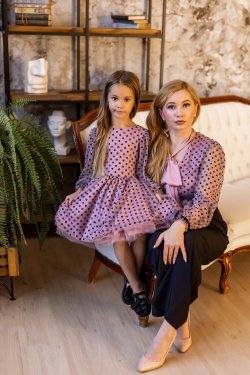 Комплект в стиле Family Look блуза для мамы и платье для дочки "Паула" М-2204