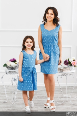 Комплект платьев для мамы и дочки "Зонтики" М-286