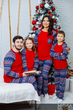 Комплект пижам в стиле family look "Скандинавия" М-2109